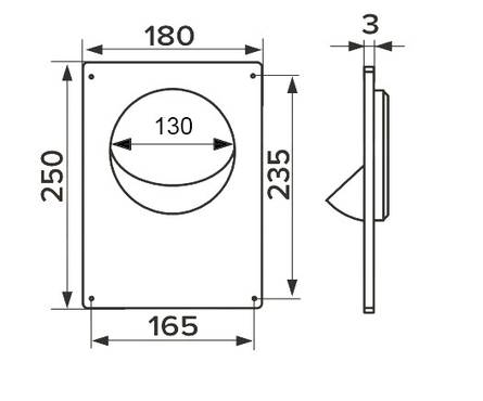 Площадка торцевая Event пластиковая фланец 130 мм, 180х250 мм Фотография_3