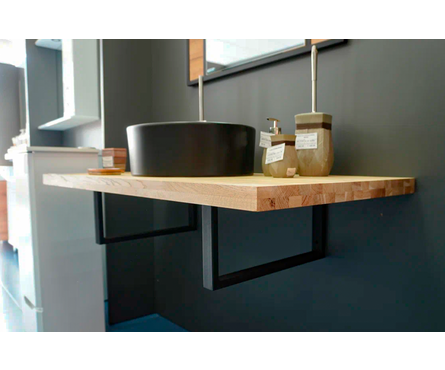 Столешница мебельная на кронштейнах 600х1200х40 мм дуб/сращенный/рустик/черный ТДП Фотография_3