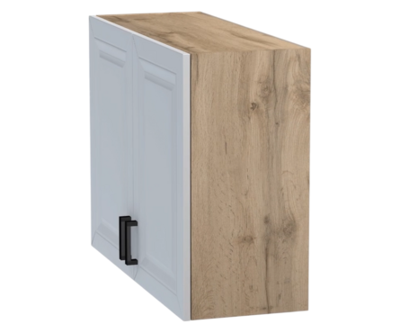 Шкаф навесной кухонный распашные дверцы 80см фасад МДФ Белый/дуб вотан Фотография_1