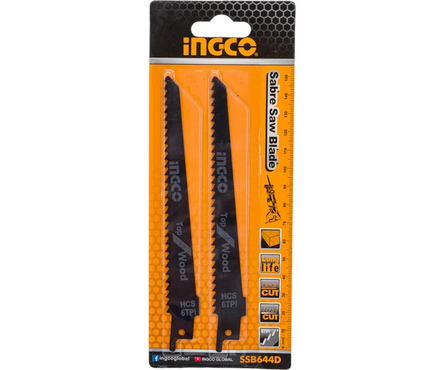 Пилки для сабельной пилы по дереву и металлу HCS (150х19х1.25 мм; 6TPI) (2 шт/уп) INGCO Фотография_1