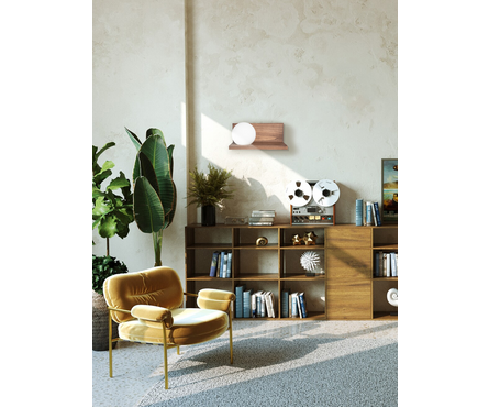 Светильник настенный Е27 Шар слева стекло-дерево палисандр 6426-1W NL Фотография_9