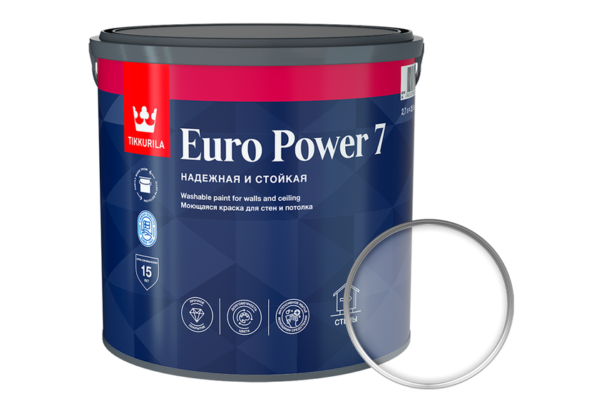 Евро 7 купить. Tikkurila Euro Power 7 2,7 л. Моющаяся краска Tikkurila Euro Power 7. Краска латексная Tikkurila евро 7 (2,7 л). Euro Power 7 краска.
