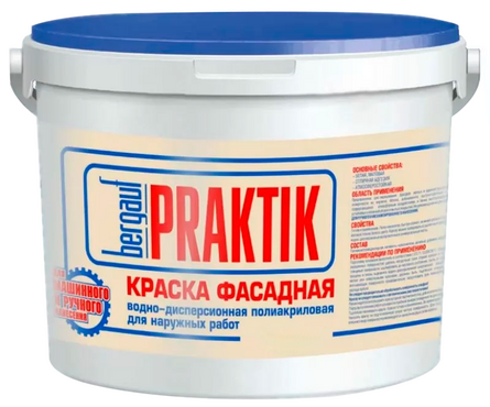 Краска фасадная матовая ВД BERGAUF Praktik прозрачная БАЗА С 11 кг Фотография_1