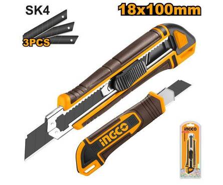 Нож 18 мм выдвижные лезвия, универсальный HKNS28035 INGCO Фотография_1