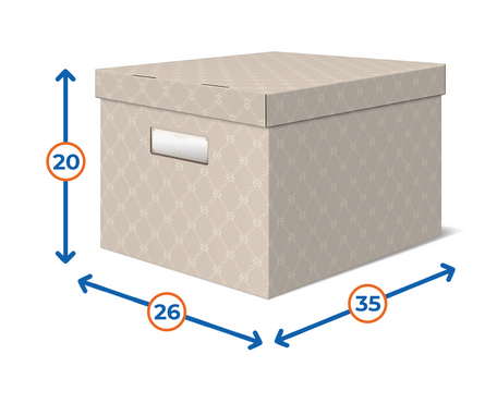 Коробка картонная для хранения 26х35х20 см с крышкой бежевая PASTEL Фотография_1