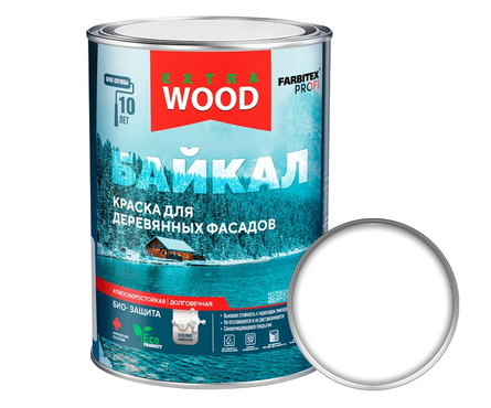 Краска для дерева матовая акриловая ВД WOOD Extra Байкал белая БАЗА А 0.75 л Фотография_0
