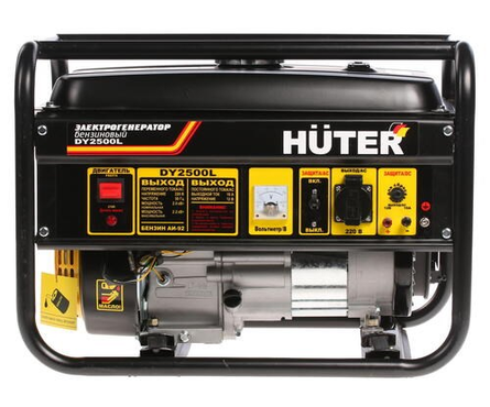 Генератор бензиновый 2.0 кВт 220В бак 12 л ручной стартер DY2500L HUTER Фотография_1