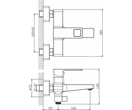 Смеситель для ванны однорычажный MIXLINE короткий гусак черный 35к ML34-01 Фотография_4