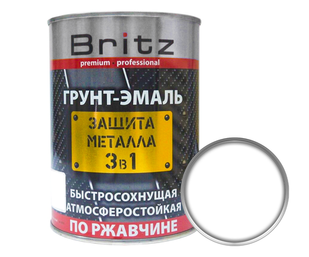 Грунт-эмаль по ржавчине BRITZ Защита металла 3 в 1, белый, 2.2 кг Фотография_0