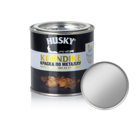 Краска по ржавчине 3 в 1 металлик серебро HUSKY Klondike RAL9023 250 мл  Фотография_0