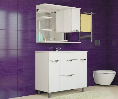 Шкаф навесной MIXLINE Этьен 90 белый правый с подсветкой (ПВХ) Фотография_2