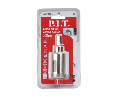 Коронка алмазная по керамограниту 25 мм с центрирующим сверлом P.I.T. Фотография_2