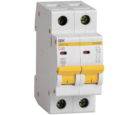 Выключатель автоматический модульный 2п C 40А ВА47-29 IEK Фотография_0