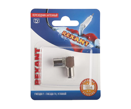 Переходник антенный Rexant TV, гнездо F-гнезд, угловой Фотография_1