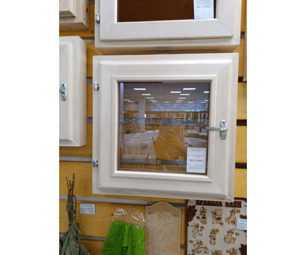 Окно банное липа 50х50 см с ручкой (стеклопакет) Фотография_2