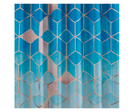 Штора для ванной полиэстер водонепроницаемая 180x180 см голубые кубы без колец САНАКС Фотография_1