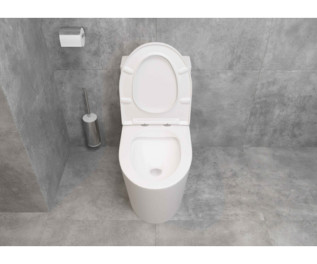 Унитаз-монолит 5003 безободковый тонкое сиденье ДП (с гофрой и подводкой) EVA GOLD Фотография_6