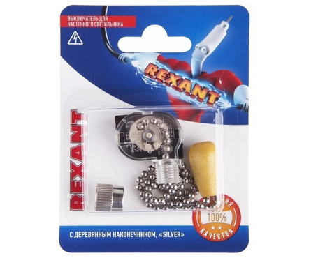 Выключатель для настенного светильника Rexant с деревянном наконечником Фотография_1