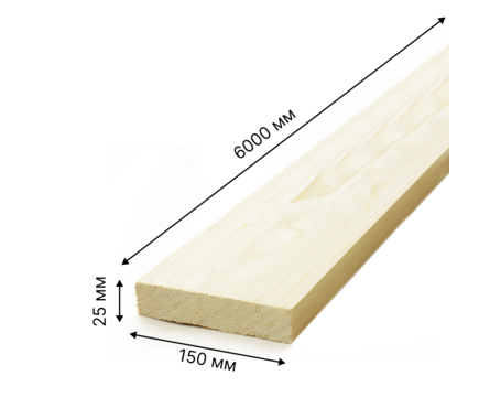 Доска 25х150х6000 мм обрезная хвойных пород ПР Фотография_1
