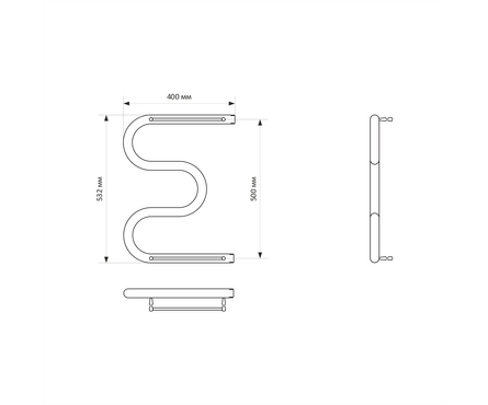 Полотенцесушитель водяной 50х40 см 1 М-образный полка MIXLINE Фотография_1