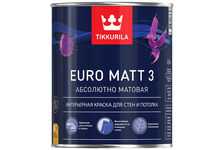 Краска EURO MATT-3 TIKKURILA, интерьерная, 0.9 л