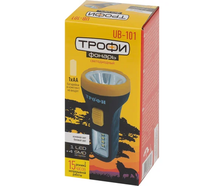 Фонарь светодиодный 1 Вт 1xAА UB-101 Б0054034 ТРОФИ Фотография_6