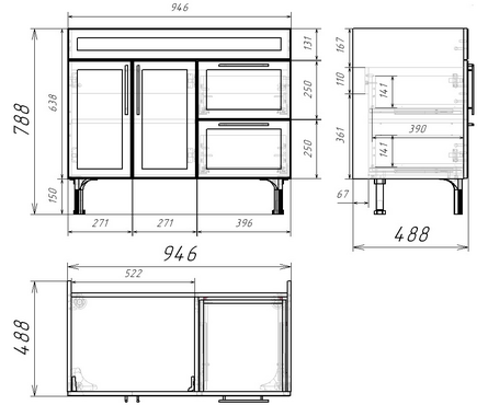 Тумба для ванной Софа 100 белая с умывальником Дуглас 1050/Виктория 100 Фотография_4