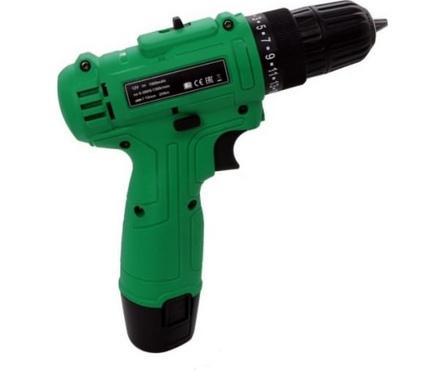 Дрель-шуруповерт 12 В 1 шт Li-ion акк. 1.5 Ач, 26 Нм, 300-1300 об/мин, 1 скорость Green ZITREK Фотография_2