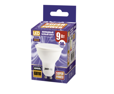 Лампа светодиодная 9Вт GU10 MR16 5000К 720лм 220-240В JazzWay 2859723A Фотография_1