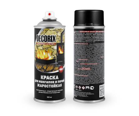 Аэрозольная краска Decorix жаростойкая для мангалов и печей +800°С,  графитовый черный, матовая Фотография_0