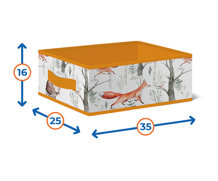 Коробка тканевая для хранения 25х35х16 см без крышки оранжево-белая FOREST FRIENDS Фотография_1