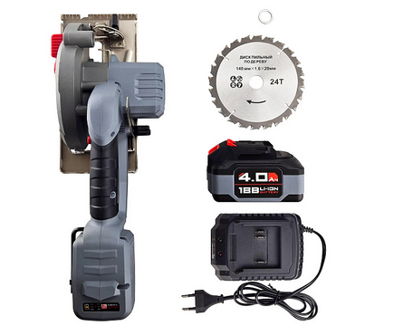 Пила циркулярная бесщеточная аккумуляторная 20 В, 6700 об/мин, 1 аккум. 4.0 Ач DHS-20B PROFIPOWER Фотография_4