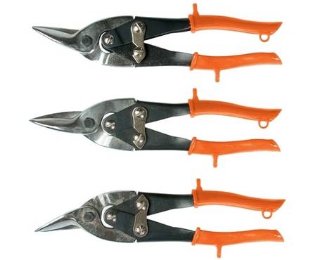 Ножницы по металлу SPARTA, 250 мм, обрезиненные рукоятки, 3 шт (прямые, левые, правые) Фотография_0