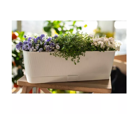 Ящик для цветов балконный с поддоном Прованс белый 58 см Фотография_1