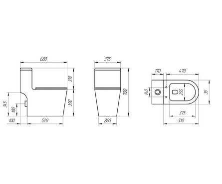 Унитаз-монолит 5003 безободковый тонкое сиденье ДП (с гофрой и подводкой) EVA GOLD Фотография_10