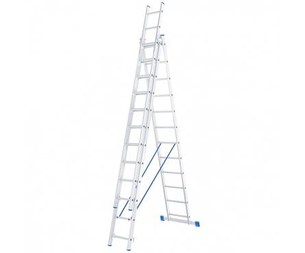 Лестница СИБРТЕХ, 3 х 12 ступеней, алюминиевая, трехсекционная Фотография_0