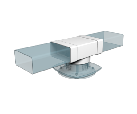 Тройник ПВХ для плоских каналов с выходом на фитинг 60х120/d 100 мм белый ЭВЕНТ Фотография_1