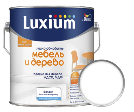 Краска для дерева матовая акриловая ВД ДЮЛАКС Мебель и дерево белая БАЗА BW 2 л Фотография_0