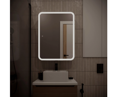 Зеркало-шкаф 600х800 мм Фиджи Flip сенсорный выключатель светодиодная подсветка MIXLINE Фотография_3