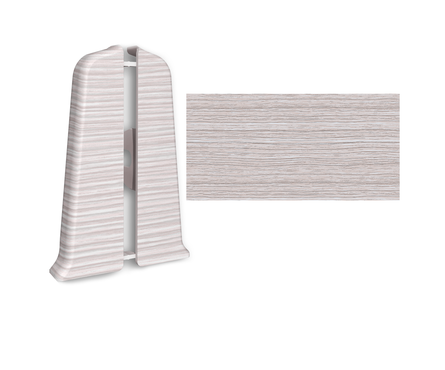 Угол ПВХ торцевой для плинтуса напольного 85 мм Ясень Серый 253 ИДЕАЛ Деконика (1 пара/флоуп) Фотография_1