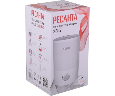 Увлажнитель ультразвуковой 3 л/25 Вт/220 В/40 м² белый УВ-2 РЕСАНТА Фотография_6