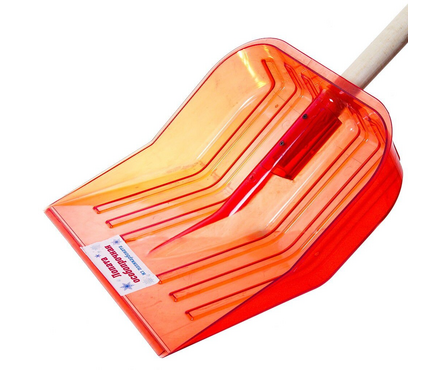 Лопата снеговая поликарбонат 500х375 мм с деревянным черенком без планки Фотография_1