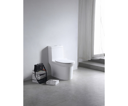 Унитаз-монолит SM9609 безободковый, сиденье ДП (с гофрой и подводкой) EVA GOLD Фотография_1