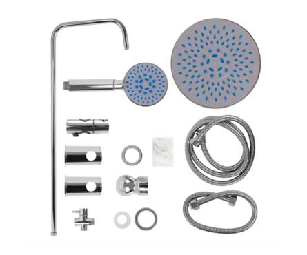 Стойка для душа тропич. душ + лейка со шлангом белый/хром OSKAR Фотография_4