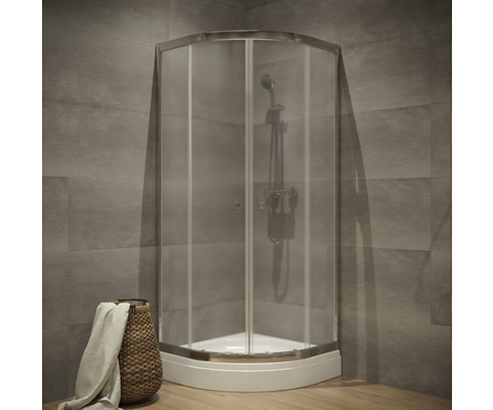 Душевое ограждение полукруг 900х900х2020х4 мм стекло низкий поддон полукруг+сифон Альфа-хром ТРИТОН Фотография_1