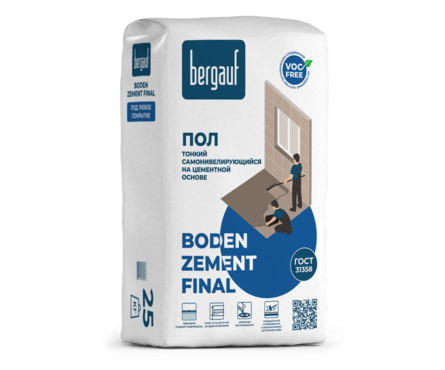 Пол BERGAUF Boden Zement Final самовыравнивающийся (от 1 до 10 мм) 25 кг Фотография_0