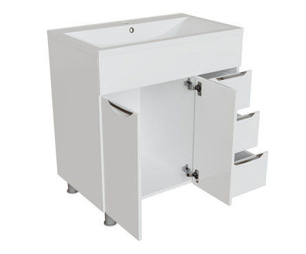 Тумба для ванной Этьен 80 белый с умывальником Нелли - 80 литьевой мрамор (ПВХ) Фотография_1