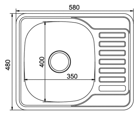 Мойка врезная MIXLINE левый выпуск, с сифоном, 3 1\2, 15 см, 48х58 см Фотография_1