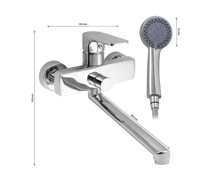 Смеситель для ванны однорычажный MAGNUS длинный гусак хром 8470 Фотография_1