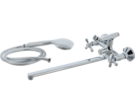 Смеситель для ванны двухвентельный HAIBA длинный гусак хром 1/2 кер HB2225 Фотография_1